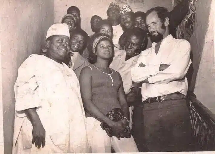 Chief David Oyediran Olagbemiro, first from left, hosting the legendary Mighty Jets of Jos at his house in the early 1970s, fresh off their First Nigerian League Cup win, a team led by his own son, Late Chief Layi Olagbemiro. Mighty Jets went on to become the first Nigerian club side to represent the country as a national team.